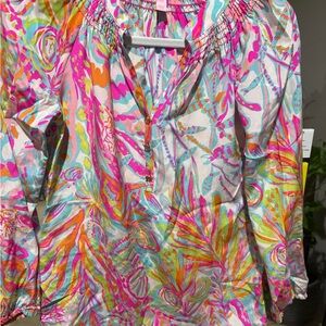 Lilly Pulitzer Pink and Orange Floral Blouse